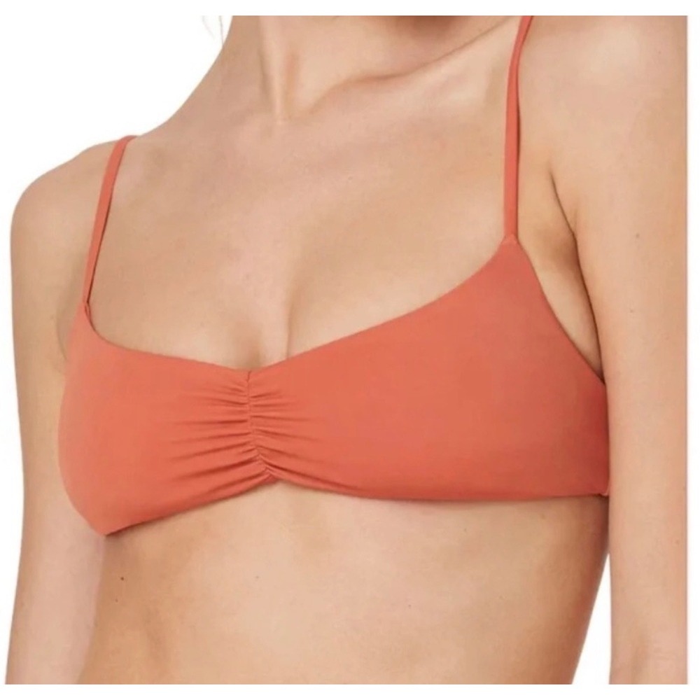 Andie Swim The Symi Top Cedar Orange Ruched Bikini Top XL Sporty Boho AT263